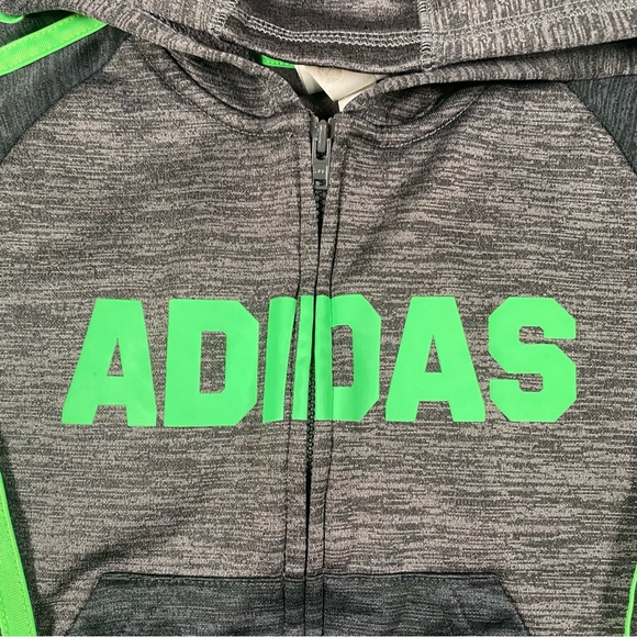 Toddler Boys Adidas Jacket, Gray with Green, 3T - Picture 4 of 6